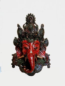 Resin Ganesh Mask Red 1 Foot