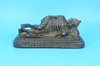 Green Brass Figurine of Buddhism Shakyamuni Buddha Statue in Meditation