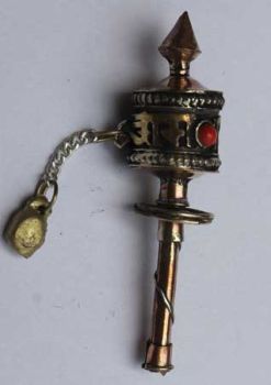 Tibetan Buddhism Mani Cylinder as Rolling  Prayer Drum, Prayer Wheel 