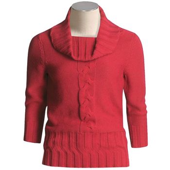 Pure  Cashmere  Cowl Neck sweater  with cable  Hand  Made  in  Nepal 