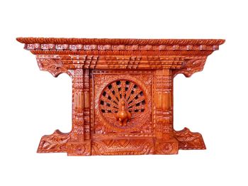 Wooden Peacock Window 20x12 Inches Mayur Jhyal