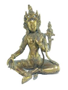 Old Stock , Tibetan Statue of Green Tara, Full Fire Gold Plated , Last Piece