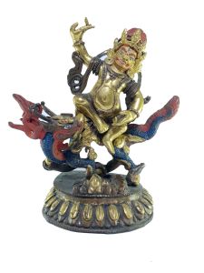  Old Stock , Tibetan Statue of White Jambala, Patly Gold Plated and Painted Face , Last Piece