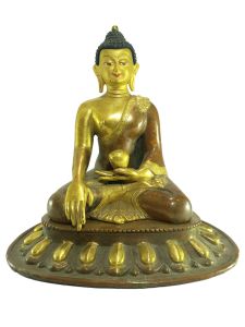  Old Stock Statue of Shakyamuni Buddha Partly Gold Plated , Painted Face, Last Piece 