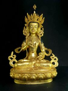 Statue of Vajrasattav Full Fire Gold Plated , Painted face