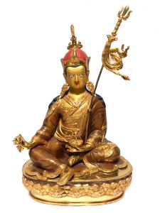  Monastery Quality Buddhist Statue of Padmasambhava Full Fire Gold plated , Painted Face 
