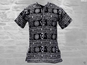 Nepali Handmade Cotton Sage Kurta , Black Dying