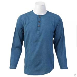 Nepali Handmade Cotton Kurta , Turquoise Blue Dying