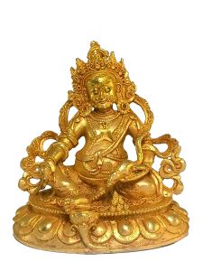 Nepali Small Statue Of Yellow Jambala , Full Gold Plated 