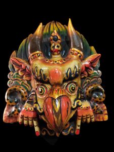 Handmade Wooden Mask Of Garudha, Painted White 