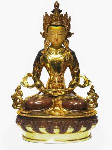  Monastery Quality Statue Of Aparmita, Amitayus, Chepame Fire Full Gold Plated , with Painted Face