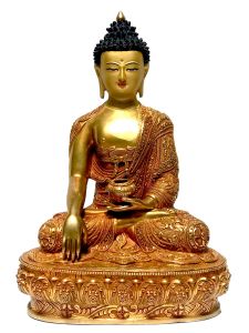  Monastery Quality Statue Of Shakyamuni Buddha, Fire Full Gold Plated , with Painted Face
