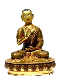  Monastery Quality Statue Of Lama, Partly Gold Plated , with Painted Face