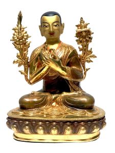  Monastery Quality Statue Of Lama, Partly Gold Plated , with Painted Face