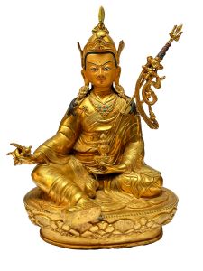 Nepali Statue Of Padmasambhava, Full Gold Plated , Painted face 