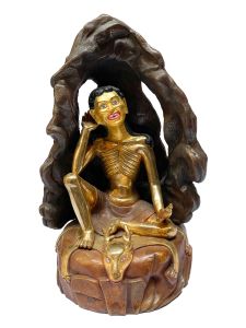 Nepali Statue Of Milarepa, Copper Gold Plated 