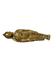 Nepali Statue Of Nirvana Buddha, Copper Gold Plated , Antique Finishing 