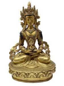  Old Stock , Nepali Statue Of Aparmita, Amitayus, Full Gold Plated 