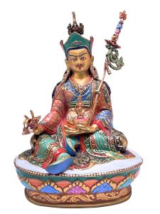 Nepali Statue Of Guru Padmasambhava, Partly Gold Plated, Painted Face 