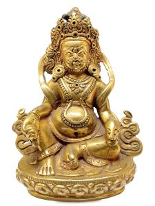 Nepali Statue Of Yellow Jambala, Full Gold Plated 
