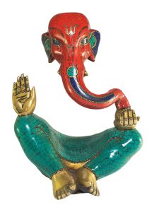 Statue of Ganesh with Real Stone Setting 