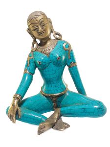 Statue of parbati with Real Stone Setting 