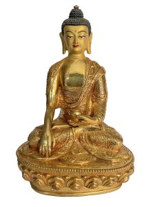 Handmade Nepali Statue Of Buddha, Full Gold Plated 