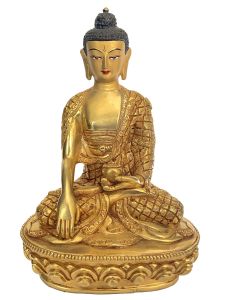 Handmade Nepali Statue Of Buddha, Full Gold Plated 