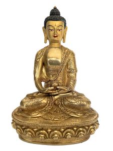 Handmade Nepali Statue Of Buddha, Full Gold Plated 