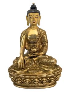 Handmade Nepali Statue Of Buddha, Full Gold Plated 