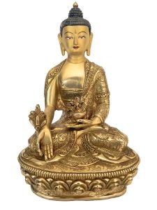 Handmade Nepali Statue Of Buddha, Full Gold Plated 