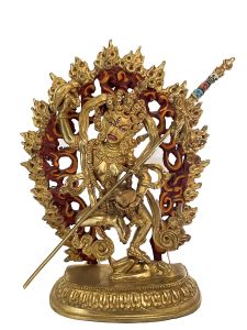 Handmade Nepali Statue Of Vajrayogini, Full Gold Plated 