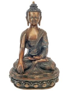 Handmade Nepali Statue Of Buddha, Chocolate Oxidized 