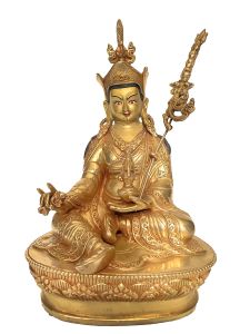 Handmade Nepali Statue Of Guru, Full Gold Plated 