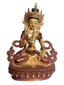 Handmade Nepali Statue Of Vajrasattva, Partly Gold Plated 