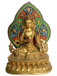 Handmade Nepali Statue Of Chitiz Garba, Partly Gold Plated 