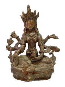 Nepali Handmade Statue Of Vasudhara, Chocolate Oxidized 