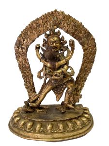 Nepali Handmade Statue Of Chakrasambara, Gold Plated, Antique finishing 