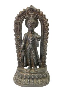 Old +50 Years , Nepali Handmade Statue Of Dipankara Buddha Chocolate Oxidized