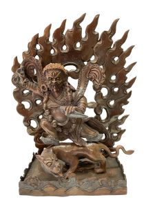 Nepali Handmade Statue Of Dorje Drolo, Chocolate Oxidized 