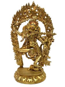 Nepali Handmade Statue Of Kurukulla Yogini, Full Fire Gold Plated 