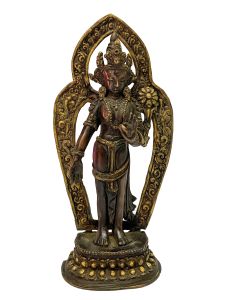 Nepali Handmade Statue Of Tara, Chocolate Oxidized 