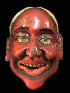 Handmade Wooden Mask Of Joker, Painted Red