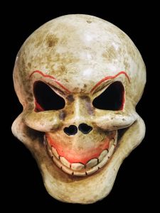 Handmade Wooden Mask Of Skull, Painted White 