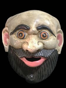 Handmade Wooden Mask Of Joker (Beard), Painted White