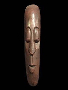 Handmade Wooden Mask Of Long Face Somalian, Painted Brown 