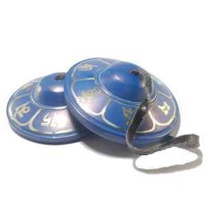  Bronze Tingsha - Om Lotus Painted Blue 