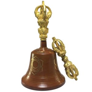 Bronze Bell and Dorje Vajra , Painted Brown