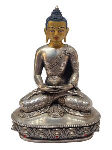  Masterpiece , Sterling Silver, 652 Gram Statue of Amitabha Buddha, Old Stock 