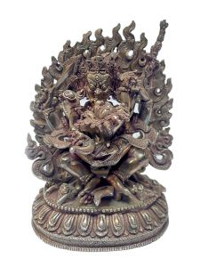  Masterpiece , Sterling Silver, 395 Gram Statue of Sitting Mahakala Shakti, Old Stock 